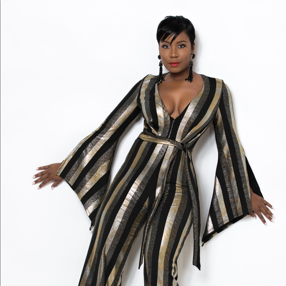 black and gold jumpsuit
